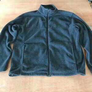 Bass Pro Shop Fleece Jacket Men L Gray Full Zip Pockets Long Sleeve Outdoor